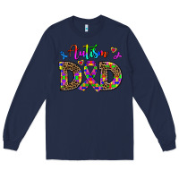 Navy rainbow colors autism dad Long Sleeve Tee - AdoDesignShop