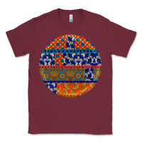 Burgundy african fabric pattern round earrings Classic Tee - BundleAndBundleShop