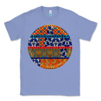 Colony Blue african fabric pattern round earrings Classic Tee - BundleAndBundleShop