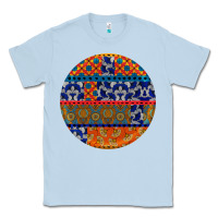 Dusty Blue african fabric pattern round earrings Classic Tee - BundleAndBundleShop