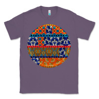 Lavender african fabric pattern round earrings Classic Tee - BundleAndBundleShop