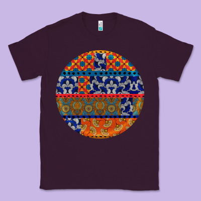 African Fabric Pattern Round Earrings Classic Tee Designed By Bundleandbundleshop