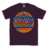 Plum african fabric pattern round earrings Classic Tee - BundleAndBundleShop