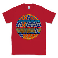Red african fabric pattern round earrings Classic Tee - BundleAndBundleShop