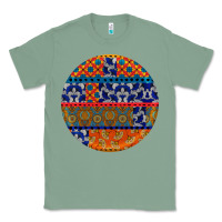 Sage african fabric pattern round earrings Classic Tee - BundleAndBundleShop