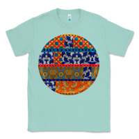 Seafoam african fabric pattern round earrings Classic Tee - BundleAndBundleShop