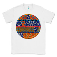 White african fabric pattern round earrings Classic Tee - BundleAndBundleShop