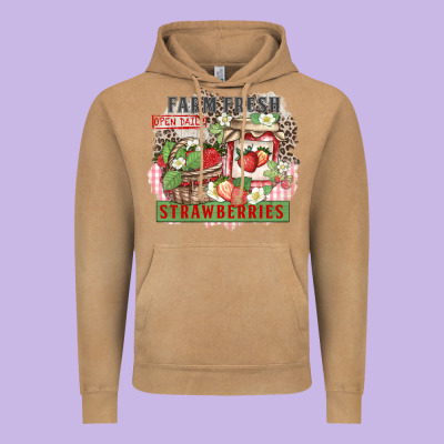 Farm Fresh Strawberries Vintage Hoodie Designed By Zillion Design Studio