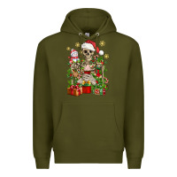 Army Green Skeleton Christmas Element Snowman Awda Premium Hoodie - BundleAndBundleShop