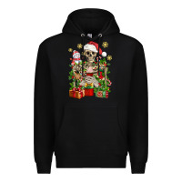 Black Skeleton Christmas Element Snowman Awda Premium Hoodie - BundleAndBundleShop