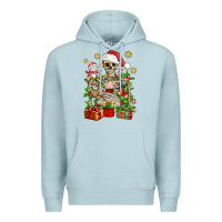 Blue Mist Skeleton Christmas Element Snowman Awda Premium Hoodie - BundleAndBundleShop