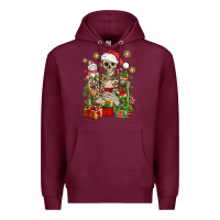 Burgundy Skeleton Christmas Element Snowman Awda Premium Hoodie - BundleAndBundleShop