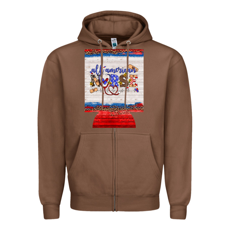 All American Nurse 12 Oz Regular Can Cooler Zipper Hoodie by Artiststas | Teevron