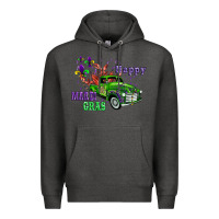 Charcoal Heather mardi gras with truck Premium Hoodie - AdoDesignShop