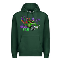 Sports Green mardi gras with truck Premium Hoodie - AdoDesignShop