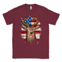 Burgundy deer american flag Classic Tee - JahusDesignShop