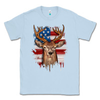 Dusty Blue deer american flag Classic Tee - JahusDesignShop