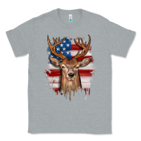 Heather Grey deer american flag Classic Tee - JahusDesignShop