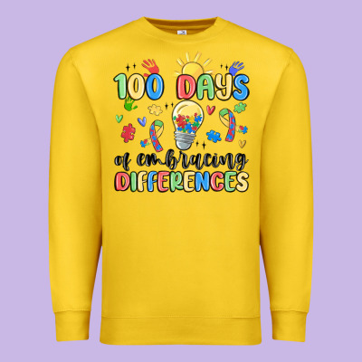 100 Days Of Embracing Differences Premium Sweatshirt Designed By Maliassmallbusiness