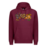 Burgundy Peace Love Fiesta Premium Hoodie - BundleAndBundleShop