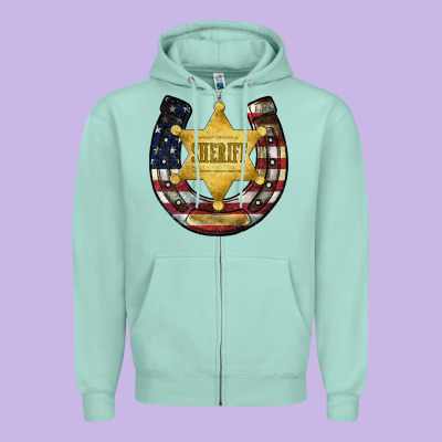 Sheriff American Flag Zipper Hoodie Designed By Jahusdesignshop