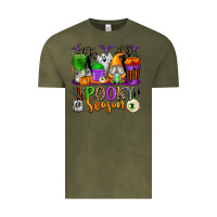 Vintage Olive Spooky Season Coffee Cups Vintage Tee - texasbilliewilder
