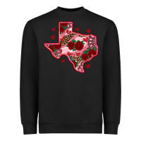 Black valentine' s day texas map with roses Heavyweight Sweatshirt - RanaPortraitStore