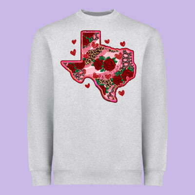 Valentine' S Day Texas Map With Roses Heavyweight Sweatshirt Designed By Ranaportraitstore