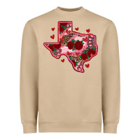 Mushroom valentine' s day texas map with roses Heavyweight Sweatshirt - RanaPortraitStore