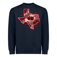Navy valentine' s day texas map with roses Heavyweight Sweatshirt - RanaPortraitStore