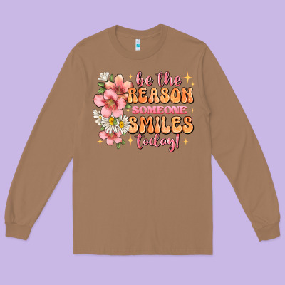 Be The Reason Someone Smiles Today Long Sleeve Tee Designed By Jahusdesignshop