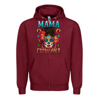 Burgundy mama chingona Zipper Hoodie - BundleAndBundleShop