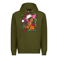 Army Green Pink Christmas Breast Cancer Ribbon Basketball Premium Hoodie - BundleAndBundleShop