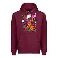 Burgundy Pink Christmas Breast Cancer Ribbon Basketball Premium Hoodie - BundleAndBundleShop