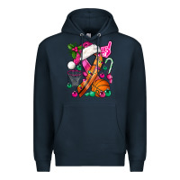 Navy Pink Christmas Breast Cancer Ribbon Basketball Premium Hoodie - BundleAndBundleShop