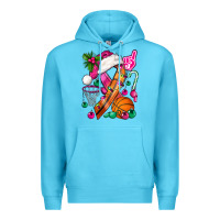 Ocean Blue Pink Christmas Breast Cancer Ribbon Basketball Premium Hoodie - BundleAndBundleShop