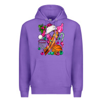 Purple Pink Christmas Breast Cancer Ribbon Basketball Premium Hoodie - BundleAndBundleShop