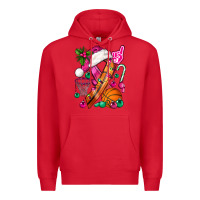 Red Pink Christmas Breast Cancer Ribbon Basketball Premium Hoodie - BundleAndBundleShop