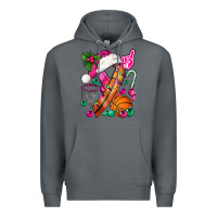 Rock Pink Christmas Breast Cancer Ribbon Basketball Premium Hoodie - BundleAndBundleShop