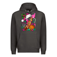 Smoke Pink Christmas Breast Cancer Ribbon Basketball Premium Hoodie - BundleAndBundleShop