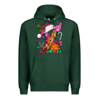 Sports Green Pink Christmas Breast Cancer Ribbon Basketball Premium Hoodie - BundleAndBundleShop