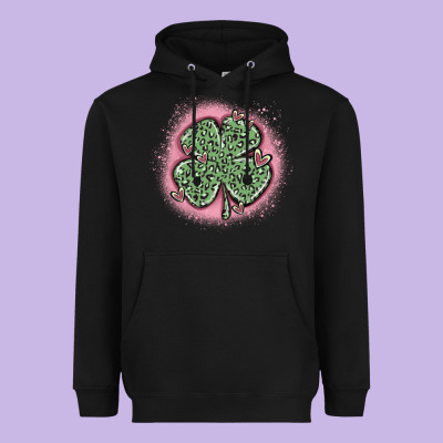 Leopard Shamrocks With Hearts Heavyweight Hoodie Designed By Maliassmallbusiness