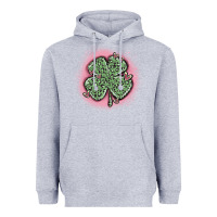 Heather Grey leopard shamrocks with hearts Heavyweight Hoodie - MaliasSmallBusiness
