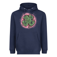 Navy leopard shamrocks with hearts Heavyweight Hoodie - MaliasSmallBusiness