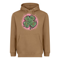 Toasted Coconut leopard shamrocks with hearts Heavyweight Hoodie - MaliasSmallBusiness
