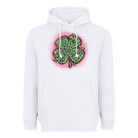 White leopard shamrocks with hearts Heavyweight Hoodie - MaliasSmallBusiness