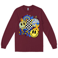 Burgundy retro down syndrome awareness Long Sleeve Tee - JahusDesignShop