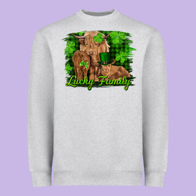 St Patrick's Day Lucky Cow Family Heavyweight Sweatshirt Designed By Ranaportraitstore