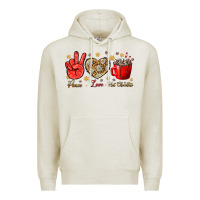 Oatmeal Heather Peace Love Hot Chocolate Premium Hoodie - BundleAndBundleShop