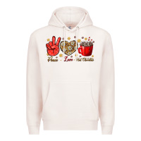 Pale Pink Peace Love Hot Chocolate Premium Hoodie - BundleAndBundleShop